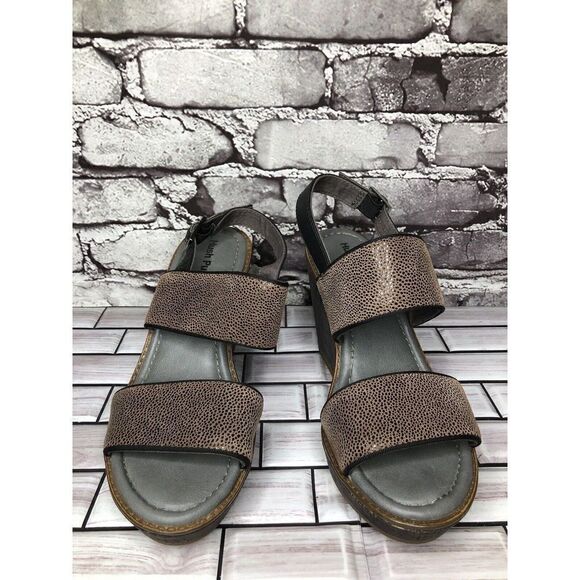 Hush Puppies Taupe Leather Polka Dot Platform Wedges Sandals Women Sz 8M US/39EU - Picture 4 of 16